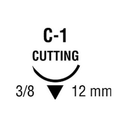 Covidien Absorbable Suture with Needle, Size 6 - 0, 18'' Suture, 1-Needle, Undyed, Needle Length 12 mm, 3/8 Circle, Reverse Cutting Needle, Box of 12