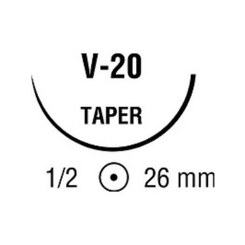 Covidien Absorbable Suture with Needle, Size 3 - 0, 30'' Suture, 1-Needle, Undyed, Needle Length 26 mm, 1/2 Circle, Taper Point Needle, Box of 36