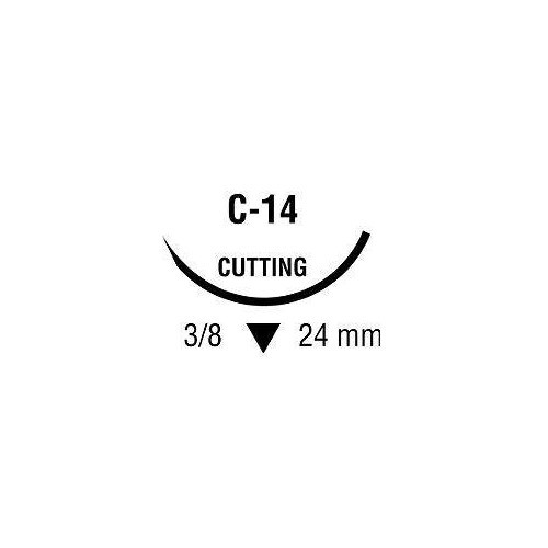Nonabsorbable Suture with Needle Monosof~Dermalon Nylon C-14 3/8 Circle Reverse Cutting Needle Size 3 - 0 Monofilament SN-669 Box of 36