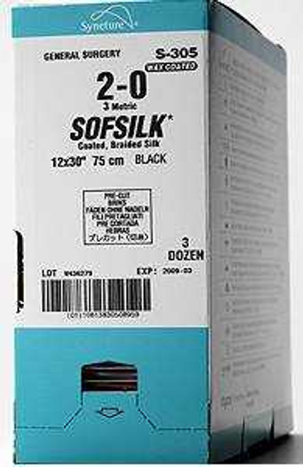 Nonabsorbable Suture with Needle Sofsilk™ Silk SS-14 1/4 Circle Spatula Needle Size 6 - 0 Braided S-1780K Box of 1 S-1780K Sofsilk™ 689423_BX