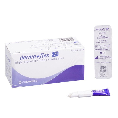 Derma+Flex QS Skin Adhesive 0.7 mL High Viscosity Precision and Dome Applicator Tip 2-Octyl Cyanoacrylate, QS70806-01, Case of 36
