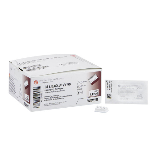 Medium Style Ligating Clip LIGACLIP EXTRA Titanium Medium Silver Clip 6 Clips LT200 Box of 36