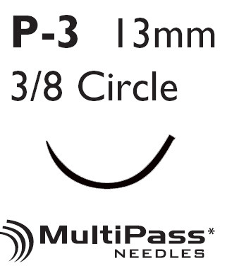 Nonabsorbable Suture with Needle Mersilene Polyester P-3 3/8 Circle Precision Reverse Cutting Needle Size 4 - 0 Braided R691G Box of 12