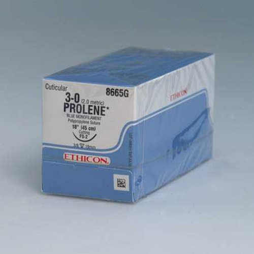 Nonabsorbable Suture with Needle Prolene™ Polypropylene PS-2 3/8 Circle Precision Reverse Cutting Needle Size 4 - 0 Monofilament 8682H Box of 1 8682H Prolene™ 648665_BX