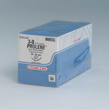 Nonabsorbable Suture with Needle Prolene Polypropylene PS-2 3/8 Circle Precision Reverse Cutting Needle Size 4 - 0 Monofilament 8682H Box of 1