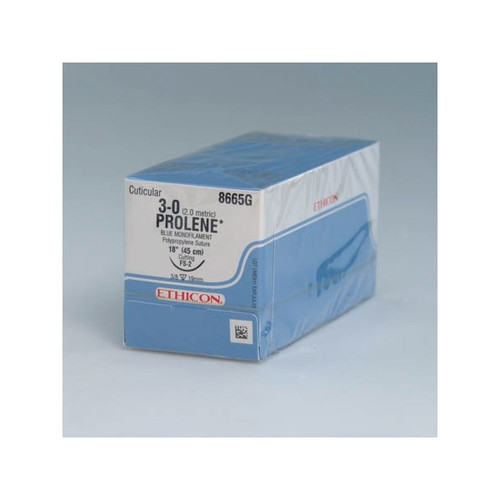 Nonabsorbable Suture with Needle Prolene Polypropylene PS-2 3/8 Circle Precision Reverse Cutting Needle Size 4 - 0 Monofilament 8682H Box of 1