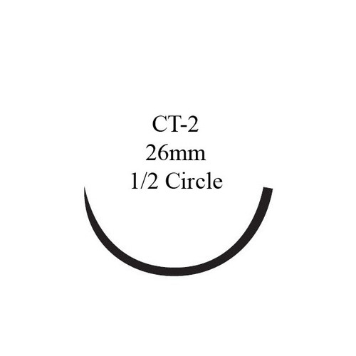 Nonabsorbable Suture with Needle Ethibond Polyester CT-2 1/2 Circle Taper Point Needle Size 0 Braided X412H Box of 36