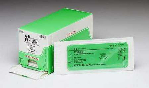 Nonabsorbable Suture with Needle Ethilon™ Nylon PC-5 3/8 Circle Precision Conventional Cutting Needle Size 3 - 0 Monofilament 1893G Box of 12 1893G Ethilon™ 123771_BX