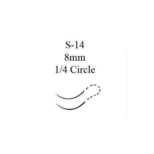 J & J Coated Vicryl Absorbable Suture with Needle, Size 5 - 0, 18'' Suture, Double-Armed, Violet, Needle Length 8 mm, 1/4 Circle, Spatula Needle, Box of 12