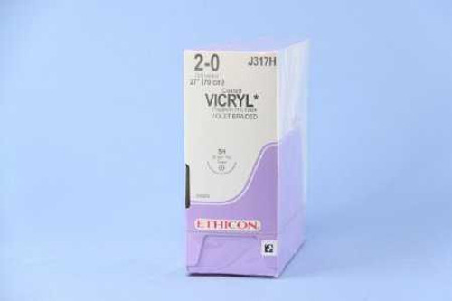 Absorbable Suture with Needle Coated Vicryl™ Polyglactin 910 SH 1/2 Circle Taper Point Needle Size 2 - 0 Braided J317H Box of 36 J317H Coated Vicryl™ 99409_BX