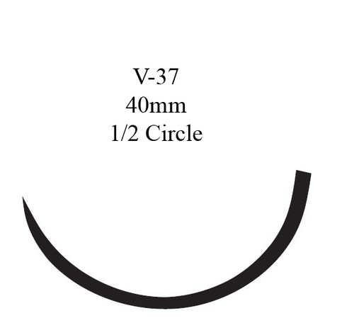 Nonabsorbable Suture with Needle Ethibond Polyester V-37 1/2 Circle Taper Cutting Needle Size 5 Braided MB66G Box of 12