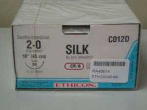 Nonabsorbable Suture with Needle Perma-Hand™ Silk SH 1/2 Circle Taper Point Needle Size 2 - 0 Braided C012D Box of 12 C012D Perma-Hand™ 191443_BX