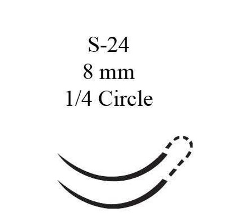 Absorbable Suture with Needle Coated Vicryl™ Polyglactin 910 S-24 1/4 Circle Spatula Needle Size 6 - 0 Braided J552G Box of 12 J552G Coated Vicryl™ 93497_BX