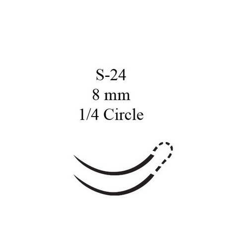 J & J Coated Vicryl Absorbable Suture with Needle, Size 6 - 0, 12'' Suture, Double-Armed, Violet, Needle Length 8 mm, 1/4 Circle, Spatula Needle, Box of 12