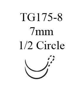Nonabsorbable Suture with Needle Ethilon Nylon TG175-8 1/2 Circle Spatula Needle Size 8 - 0 Monofilament 1716G Box of 12