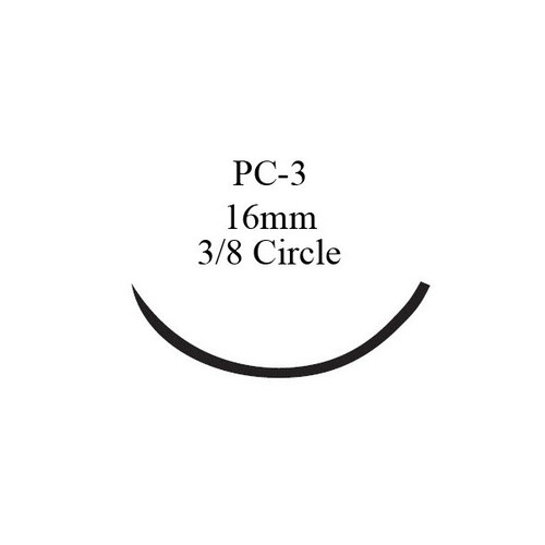 Nonabsorbable Suture with Needle Prolene Polypropylene PC-3 3/8 Circle Precision Conventional Cutting Needle Size 6 - 0 Monofilament 8636G Box of 12