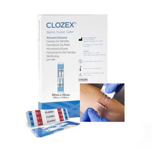 Skin Closure Device Clozex® 3/4 x 1-3/8 Inch Polyurethane, Polyester, Medical Grade Acrylic Interlaced Closure Strip Clear CL1020S Box of 10 CL1020S Clozex® 1210022_BX