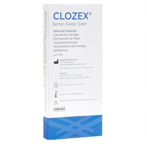 Clozex Skin Closure Device 1-1/2 X 1-3/8 Inch Polyurethane, Polyester, Medical Grade Acrylic Interlaced Closure Strip Clear, CL1040S, Box of 10