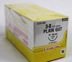 J & J Absorbable Suture with Needle, Size 3 - 0, 18'' Suture, 1-Needle, Undyed, Needle Length 22 mm, 1/2 Circle, Reverse Cutting Needle, Box of 12