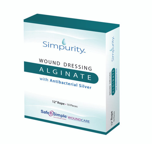 Simpurity Silver Alginate Dressing 12 Inch Length Rope Sterile, SNS51712, Case of 120