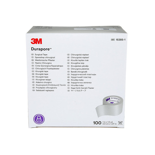 3M Durapore Medical Tape White 1 Inch X 1-1/2 Yard Silk-Like Cloth NonSterile, 1538S-1, Box of 100