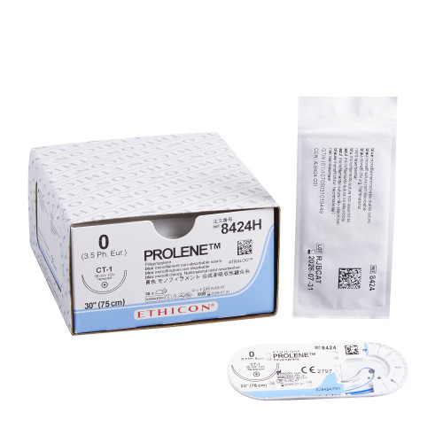 Nonabsorbable Suture with Needle Prolene Polypropylene CT-1 1/2 Circle Taper Point Needle Size 0 Monofilament 8424H Box of 36