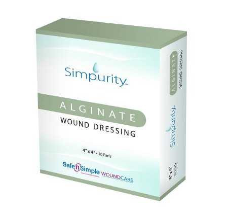 Alginate Dressing Simpurity™ 8 x 8 Inch Square SNS50764 Box of 10 SNS50764 Simpurity™ 1058998_BX