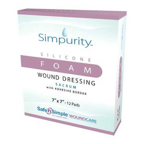 Foam Dressing Simpurity™ 5 x 5 Inch With Border Without Film Backing Silicone Face and Border Sacral Sterile SNS77777 Box of 12 SNS77777 Simpurity™ 1156186_BX Foam Dressing Simpurity™ 5 x 5 Inch With Border Without Film Backing Silicone Face and Border Sacral Sterile SNS77777 Box of 12 SNS77777 Simpurity™ 1156186_BX