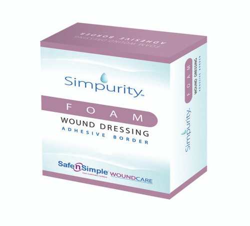 Simpurity Foam Dressing 4 X 5 Inch With Border Film Backing Adhesive Rectangle Sterile, SNS72320, Case of 192