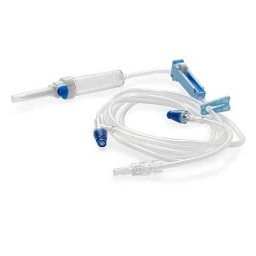 Primary IV Administration Set MedStream Gravity 2 Ports 20 Drops / mL Drip Rate Without Filter 80 Inch Tubing Solution Without Flow Regulator MS9212NF Box of 50 MS9212NF MedStream 1189825_BX