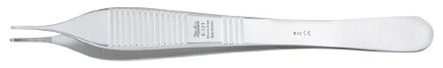 Tissue Forceps Miltex Adson 4-3/4 Inch Length OR Grade German Stainless Steel NonSterile NonLocking Thumb Handle Straight Delicate, Serrated Tips with 1 x 2 Teeth 6-121 Pack of 1