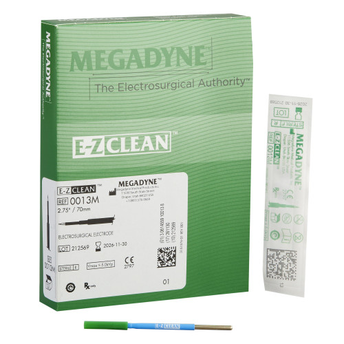 Needle Electrode Megadyne E-Z Clean Coated Stainless Steel Modified Needle Tip Disposable Sterile 0013M Box of 12
