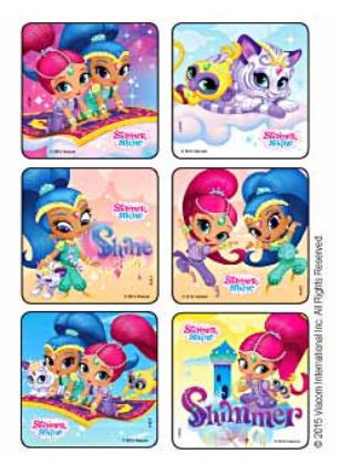 Kids Love Stickers 75 per Pack Shimmer Shine Sticker 2-1/2 Inch 1617P Pack of 75