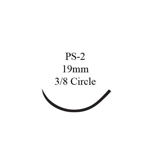 Nonabsorbable Suture with Needle Ethilon Nylon PS-2 3/8 Circle Precision Reverse Cutting Needle Size 4 - 0 Monofilament 1611G Box of 12