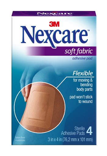 Nexcare Adhesive Strip Fabric Tan 3 X 4 Inch Sterile, SFP34, Pack of 4