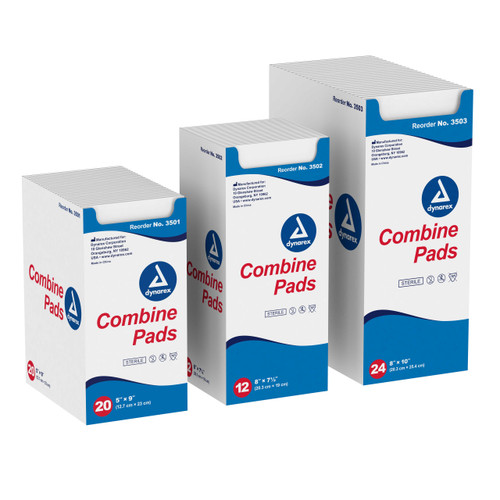 Abdominal Pad Dynarex NonWoven / Fluff 7-1/2 X 8 Inch Rectangle Sterile 3502 Case/240 DYNAREX CORP. 814119_CS