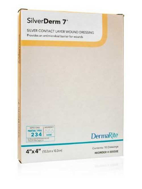 Silver Contact Dressing SilverDerm7 4 X 4 Inch Square Sterile 00550E Each/1 DERMARITE INDUSTRIES LLC 800895_EA