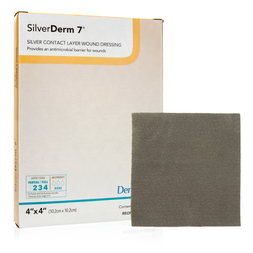 SilverDerm7 Silver Wound Contact Layer Dressing 4 X 4 Inch Square Sterile, 00550E, Pack of 1