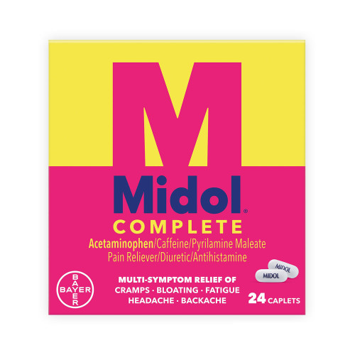 Midol Complete Cramp Relief 500 mg - 60 mg - 15 mg Strength Acetaminophen / Caffeine / Pyrilamine Maleate Caplet 24 per Box, 12843015859, Box of 1