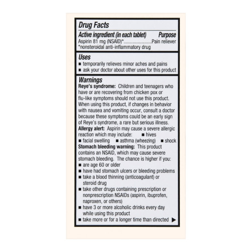 Foster & Thrive Pain Relief 81 mg Strength Aspirin Tablet 180 per Bottle, 70677112101, Bottle of 1