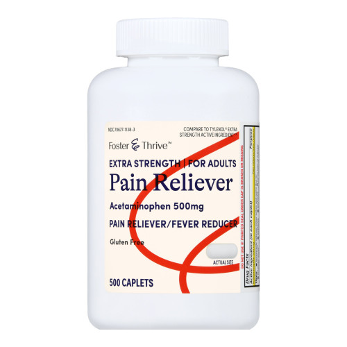 Foster & Thrive Pain Relief 500 mg Strength Acetaminophen Caplet 500 per Bottle, 70677113803, Bottle of 1