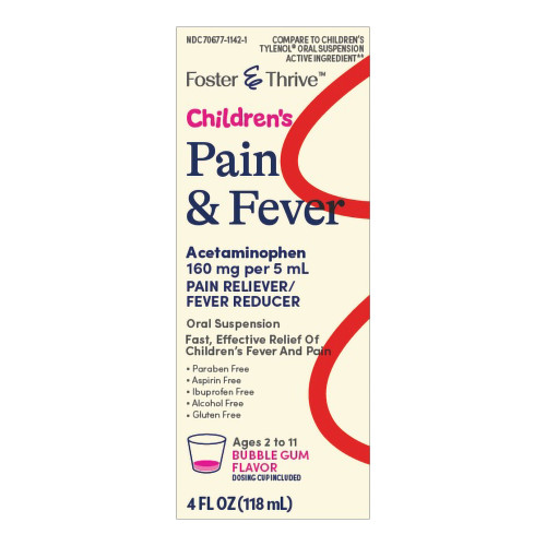 Foster & Thrive Children's Pain Relief 160 mg Strength Acetaminophen Suspension 4 oz.  70677114201, Bottle of 1