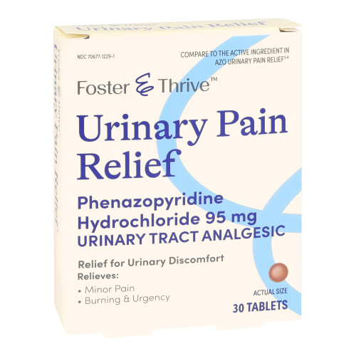 Foster & Thrive Urinary Pain Relief 95 mg Strength Phenazopyridine HCL Tablet 30 per Box  70677122901, Box of 30