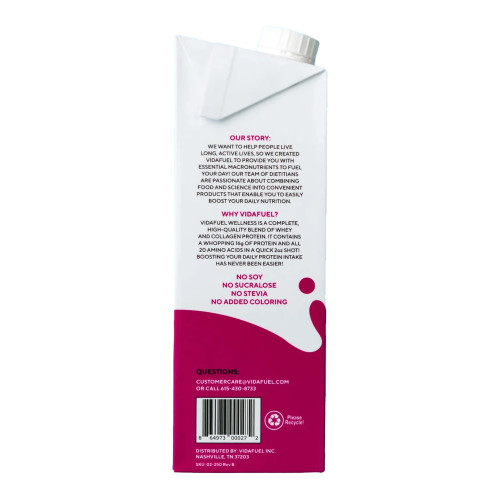 Vida Fuel Wellness Protein Oral Supplement Berry Delight Flavor Liquid 32 oz. Reclosable Carton, 02-222A, Pack of 1