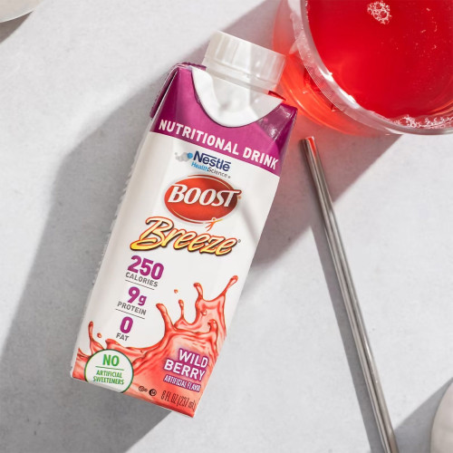 Boost Breeze Oral Supplement Orange / Wildberry Flavor Liquid 8 oz. Reclosable Carton, 43900428789, Case of 24