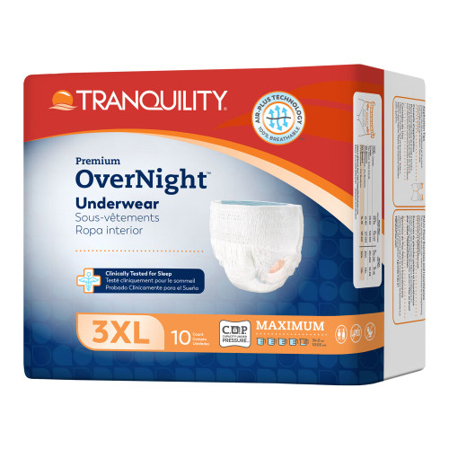Tranquility Premium OverNight Absorbent Underwear Pull On with Tear Away Seams Adult 3X-Large Unisex Disposable Heavy Absorbency, 2119, Bag of 10