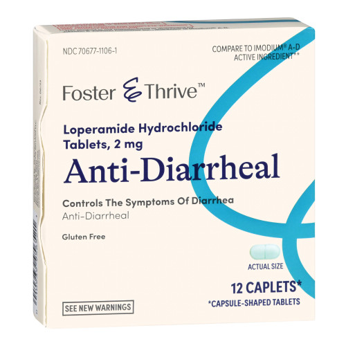 Foster & Thrive Anti-Diarrheal 2 mg Strength Caplet 12 per Box, 70677110601, Box of 1