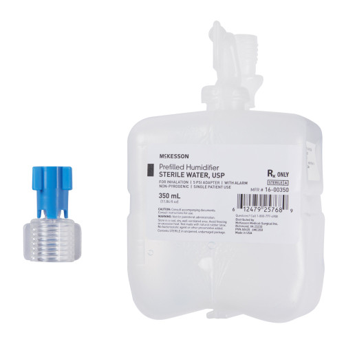 McKesson Humidifier Bottle with Adapter 350 mL Sterile Water Adult / Pediatric, 16-00350, Pack of 1