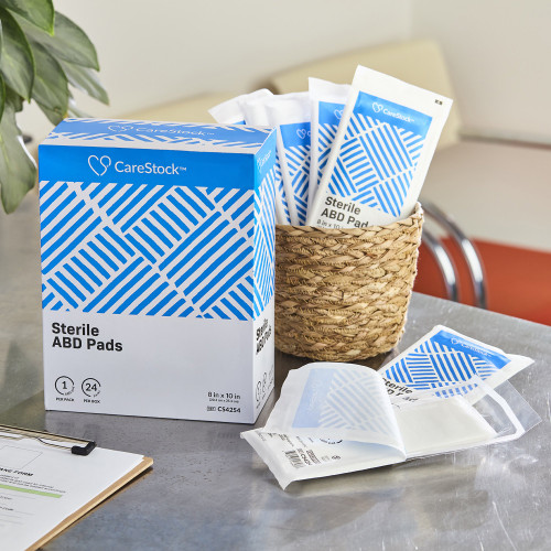 CareStock Abdominal Pad 8 X 10 Inch Sterile 1 per Pack, CS4254, Box of 24