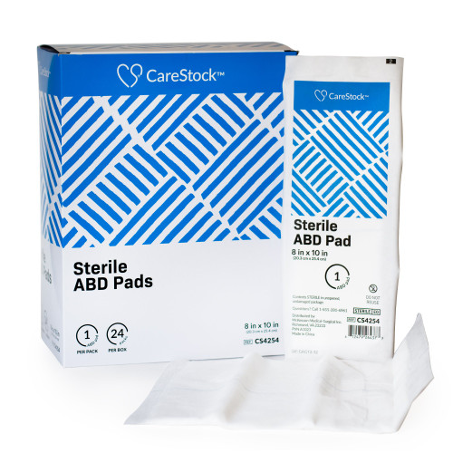 CareStock Abdominal Pad 8 X 10 Inch Sterile 1 per Pack, CS4254, Box of 24